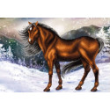 Конь на снегу Ткань с рисунком для вышивки бисером Магия канвы