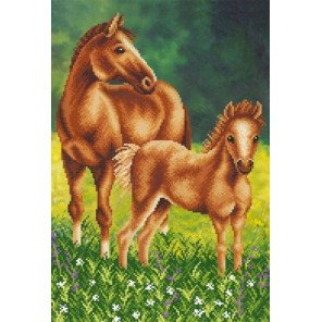  Лошадь с жеребенком Ткань с рисунком для вышивки бисером Магия канвы КС-066