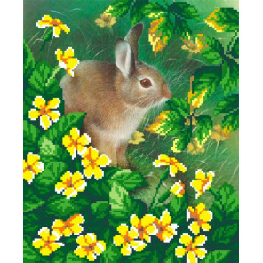  Кролик в саду Ткань с рисунком для вышивки бисером МП Студия Г-085