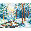 Зимний лес Ткань с рисунком для вышивки бисером МП Студия