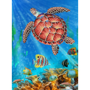 Роскошная черепаха Ткань с рисунком для вышивки бисером МП Студия Г-126