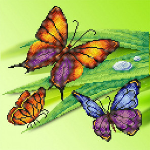  Трио бабочек Ткань с рисунком для вышивки бисером МП Студия Г-140