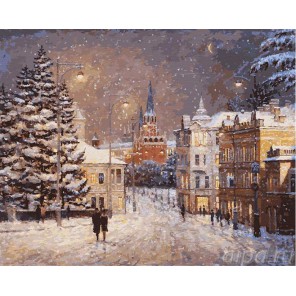 Снег на Волхонке Раскраска ( картина ) по номерам акриловыми красками на холсте Белоснежка