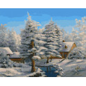Дерево под снегом Раскраска картина по номерам на холсте