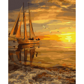  Закат на берегу моря Раскраска картина по номерам на холсте ZX 24330