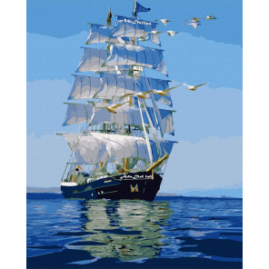  Корабль и чайки Раскраска картина по номерам на холсте ZX 24322