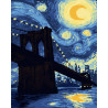  Бруклинский Мост ночью Раскраска картина по номерам на холсте ZX 24368