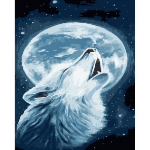  Полная луна и Волк Раскраска картина по номерам на холсте ZX 24400