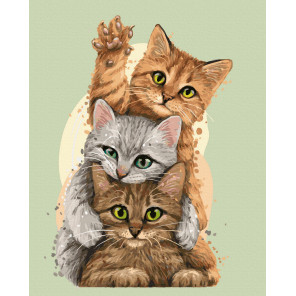  Весёлые котятки Раскраска картина по номерам на холсте ZX 24438