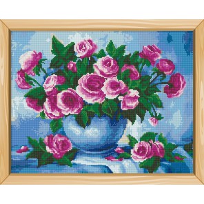 Розы в вазе Алмазная вышивка (мозаика) на подрамнике Цветной