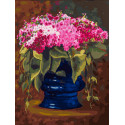 Букет в синей вазе Раскраска картина по номерам на холсте Белоснежка
