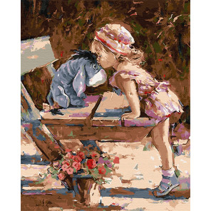  Девочка и Иа Раскраска картина по номерам на холсте ZX 23654
