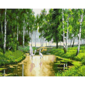  Цапли в лесу Раскраска картина по номерам на холсте Paintboy GX37028