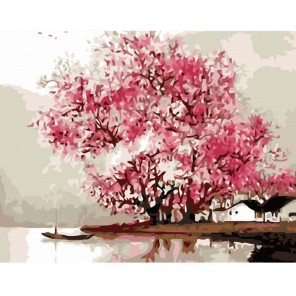 Розовое дерево Раскраска (картина) по номерам акриловыми красками на холсте Menglei