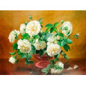 Белые розы Ткань для вышивания лентами Каролинка