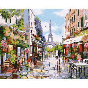  Французские кафе после дождя Раскраска картина по номерам на холсте ZX 23706