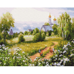  Дорога к церкви Раскраска картина по номерам на холсте ZX 24179