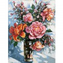 Натюрморт с розами Раскраска ( картина ) по номерам на холсте Белоснежка