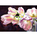 Розовые тюльпаны Канва для вышивания лентами Каролинка