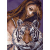  Девушка и тигр Канва с рисунком для вышивания Матренин Посад 407
