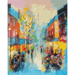 Улочки Парижа Раскраска ( картина ) по номерам акриловыми красками на холсте Белоснежка