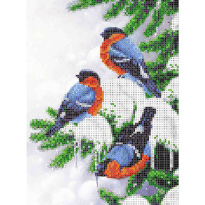  Снегири Ткань с рисунком для вышивания Каролинка ТКБЖ 4044