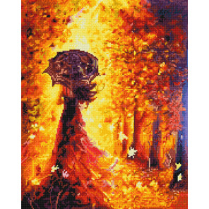  Девушка в осеннем парке Алмазная вышивка мозаика без подрамника GJW4236