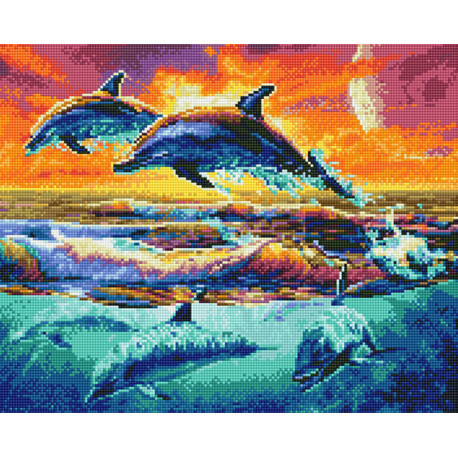  Дельфины Алмазная вышивка мозаика без подрамника GJW3382