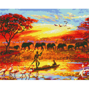 Африканский пейзаж Алмазная вышивка мозаика без подрамника GJW3602