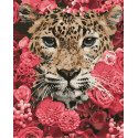 Леопард в цветах Алмазная вышивка мозаика без подрамника