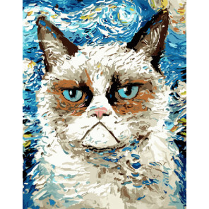  Грустный кот Раскраска картина по номерам на холсте ZX 20352