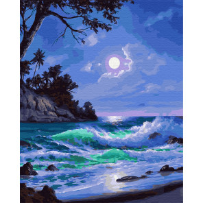  Полнолуние на пляже Раскраска картина по номерам на холсте ZX 23907