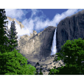  Водопад в Йосемити Раскраска картина по номерам на холсте ZX 20873
