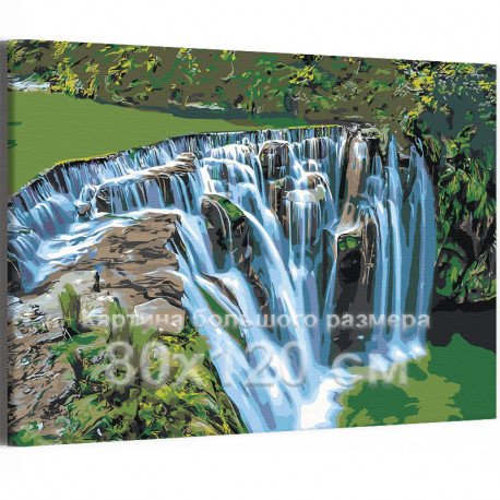 Водопад в лесу — GX 40х50 см / Купить картину по номерам Paintboy