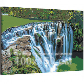  Шифэн водопад Пейзаж природа 100х150 Раскраска картина по номерам на холсте AAAA-RS541-100x150