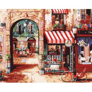 Парижская улочка Раскраска (картина) по номерам акриловыми красками на холсте Menglei