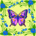 Сиреневая бабочка Ткань с рисунком для вышивания Матренин Посад