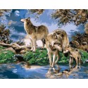 Волчья семья Раскраска по номерам на холсте Живопись по номерам (Paintboy)
