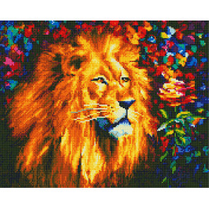  Лев в цветах Алмазная вышивка мозаика без подрамника GJW4654