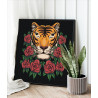 Тигр в розах / Животные / Символ года 80х80 см Раскраска картина по номерам на холсте