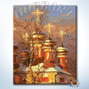Золотые купола в рамке Раскраска картина по номерам акриловыми красками на холсте Hobbart