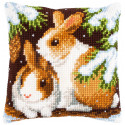 Кролики в снегу Набор для вышивания подушки Vervaco