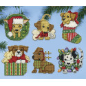 Рождественские собачки Набор для вышивания елочных украшений Design works