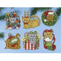 Рождественские котята Набор для вышивания елочных украшений Design works