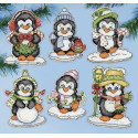 Пингвинята на льду Набор для вышивания елочных украшений Design works