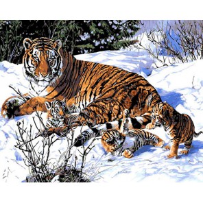 Полосатые в снегу Раскраска ( картина ) по номерам акриловыми красками на холсте Iteso
