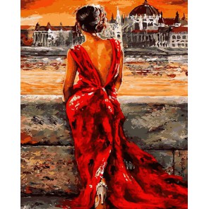 Женщина в красном Раскраска ( картина ) по номерам акриловыми красками на холсте Iteso