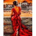 Женщина в красном Раскраска ( картина ) по номерам на холсте Iteso