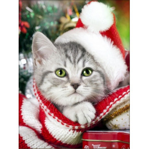  Новогодний кот в пледе Алмазная вышивка мозаика Алмазная живопись АЖ-4161