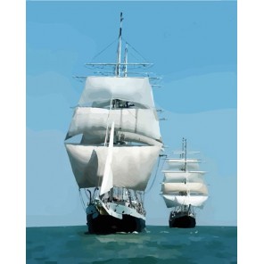 Корабли в море Раскраска картина по номерам акриловыми красками на холсте Русская живопись